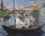 Edouard Manet Monet Painting in his Studio Boat (nn02) oil painting reproduction